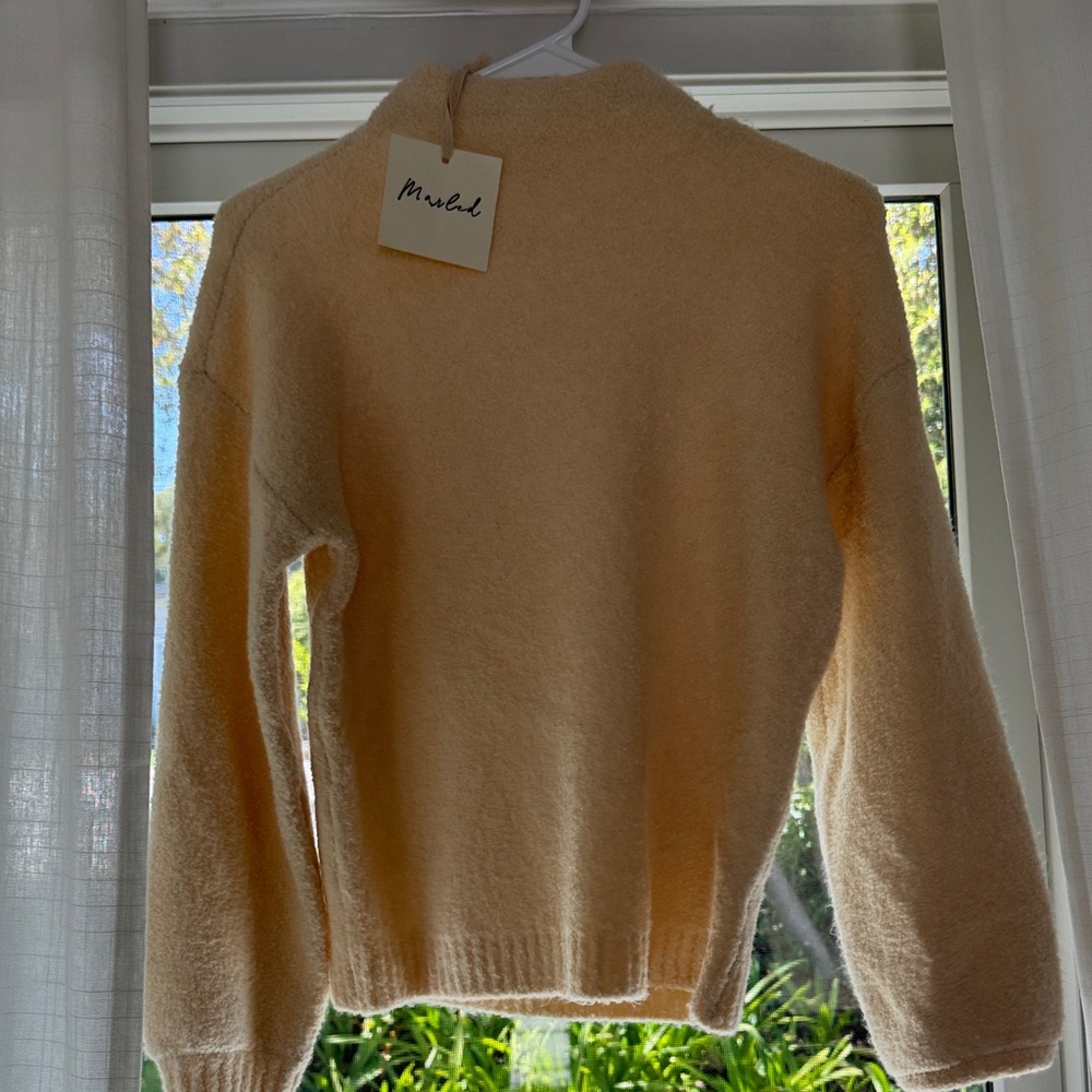 Marled Peach-Tone Plush Crewneck Sweater